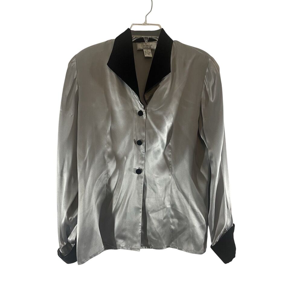New York City 100% Silk Blouse/Shirt Long Sleeves Button Down Collared =F